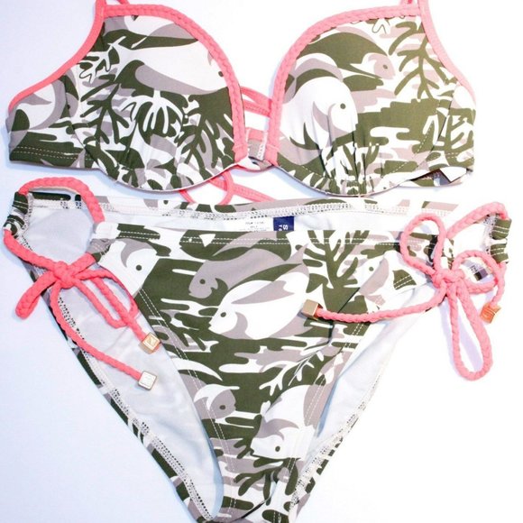 SPERRY TOP SIDE BIKINI CAMO ARMY PRINT CORAL BEACH - Picture 1 of 1